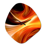 Orange Abstract Warm Fractal Design IV - Asymmetric Metal Wall Clock