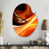 Orange Abstract Warm Fractal Design IV - Asymmetric Metal Wall Clock