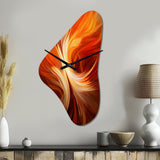 Orange Abstract Warm Fractal Design VI - Asymmetric Metal Wall Clock
