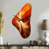 Orange Abstract Warm Fractal Design VI - Asymmetric Metal Wall Clock
