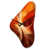 Orange Abstract Warm Fractal Design VI - Asymmetric Metal Wall Clock