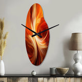 Orange Abstract Warm Fractal Design VI - Asymmetric Metal Wall Clock