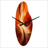 Orange Abstract Warm Fractal Design VI - Asymmetric Metal Wall Clock