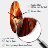 Orange Abstract Warm Fractal Design VI - Asymmetric Metal Wall Clock
