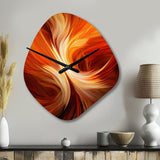 Orange Abstract Warm Fractal Design VI - Asymmetric Metal Wall Clock
