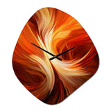 Orange Abstract Warm Fractal Design VI - Asymmetric Metal Wall Clock