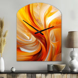 Orange Abstract Warm Fractal Design VII - Asymmetric Metal Wall Clock