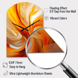 Orange Abstract Warm Fractal Design VII - Asymmetric Metal Wall Clock
