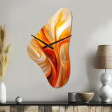 Orange Abstract Warm Fractal Design VII - Asymmetric Metal Wall Clock