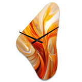 Orange Abstract Warm Fractal Design VII - Asymmetric Metal Wall Clock