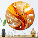 Orange Abstract Warm Fractal Design VII - Abstract Metal Wall Clock