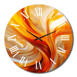 Orange Abstract Warm Fractal Design VII - Abstract Metal Wall Clock