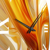 Orange Abstract Warm Fractal Design VII - Abstract Metal Wall Clock