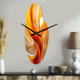 Orange Abstract Warm Fractal Design VII - Asymmetric Metal Wall Clock