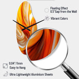 Orange Abstract Warm Fractal Design VII - Asymmetric Metal Wall Clock