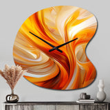 Orange Abstract Warm Fractal Design VII - Asymmetric Metal Wall Clock