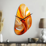 Orange Abstract Warm Fractal Design VII - Asymmetric Metal Wall Clock