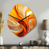 Orange Abstract Warm Fractal Design VII - Asymmetric Metal Wall Clock