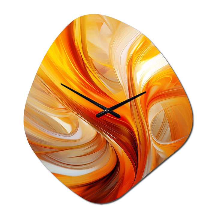 Orange Abstract Warm Fractal Design VII - Asymmetric Metal Wall Clock