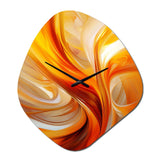 Orange Abstract Warm Fractal Design VII - Asymmetric Metal Wall Clock