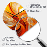 Orange Abstract Warm Fractal Design VII - Asymmetric Metal Wall Clock