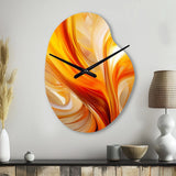 Orange Abstract Warm Fractal Design VII - Asymmetric Metal Wall Clock