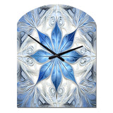 Turquoise and White Fractal Flowers I - Asymmetric Metal Wall Clock