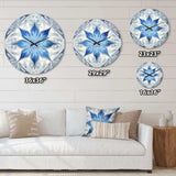 Turquoise and White Fractal Flowers I - Abstract Metal Wall Clock