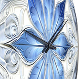 Turquoise and White Fractal Flowers I - Abstract Metal Wall Clock