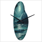 Super Moon Over The Sea IV - Asymmetric Metal Wall Clock
