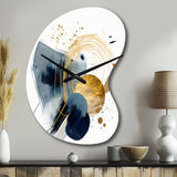 Landscape of Dark Blue and Gold Strokes III - Asymmetric Metal Wall Clock