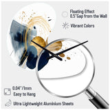 Landscape of Dark Blue and Gold Strokes III - Asymmetric Metal Wall Clock