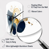 Landscape of Dark Blue and Gold Strokes III - Asymmetric Metal Wall Clock
