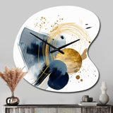 Landscape of Dark Blue and Gold Strokes III - Asymmetric Metal Wall Clock