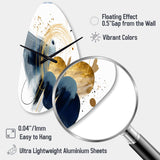 Landscape of Dark Blue and Gold Strokes III - Asymmetric Metal Wall Clock