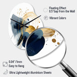 Landscape of Dark Blue and Gold Strokes III - Asymmetric Metal Wall Clock