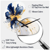 Dark Blue and Gold Strokes I - Asymmetric Metal Wall Clock