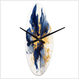 Dark Blue and Gold Strokes I - Asymmetric Metal Wall Clock