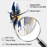 Dark Blue and Gold Strokes I - Asymmetric Metal Wall Clock