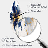 Dark Blue and Gold Strokes I - Asymmetric Metal Wall Clock
