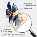 Dark Blue and Gold Strokes I - Asymmetric Metal Wall Clock