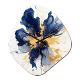 Dark Blue and Gold Strokes I - Asymmetric Metal Wall Clock
