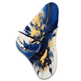 Dark Blue and Gold Strokes V - Asymmetric Metal Wall Clock