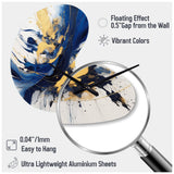 Dark Blue and Gold Strokes V - Asymmetric Metal Wall Clock