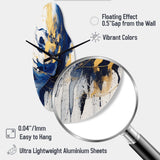 Dark Blue and Gold Strokes V - Asymmetric Metal Wall Clock