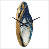 Dark Blue and Gold Strokes VI - Asymmetric Metal Wall Clock