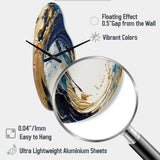 Dark Blue and Gold Strokes VI - Asymmetric Metal Wall Clock