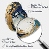 Dark Blue and Gold Strokes VI - Asymmetric Metal Wall Clock
