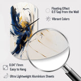 Dark Blue and Gold Strokes VII - Asymmetric Metal Wall Clock