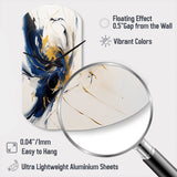 Dark Blue and Gold Strokes VII - Asymmetric Metal Wall Clock